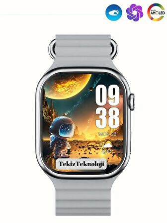 Watch 9 Pro Süper AMOLED Ekranlı Yapay Zeka Özellikli Akıllı Saat 2024 Siyah