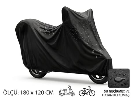 Su ve Toz Geçirmez Motosiklet ve Scooter Koruma Brandası 180x120 cm