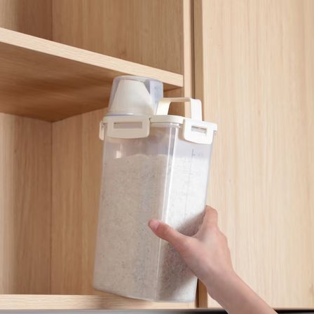 Ölçü Kabı Kapaklı Bakliyat Saklama Kabı - Kulplu Tasarım - 1800 ml