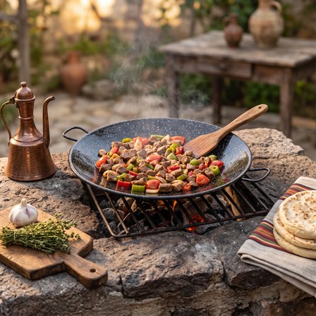 Emaye Kurma Sacı - Kulplu - Geleneksel Pişirme Tası