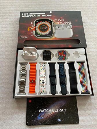 Watch Ultra 49MM 7 Kordonlu Akıllı Saat Hx Duo Watch Ultra Akıllı Saat Şeffaf Kılık Ve Kulaklık Hediyeli