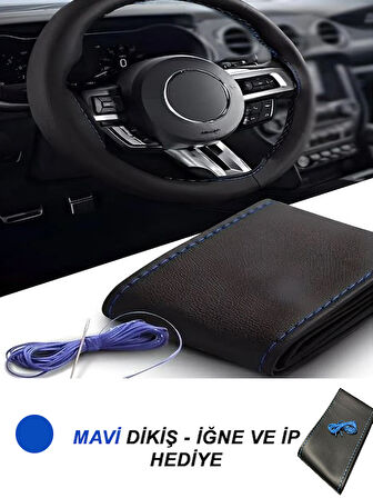 CHEVROLET AVEO uyumlu oto,araç  direksiyon kılıfı mavi dikiş