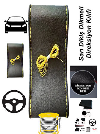 RENAULT S Uyumlu Oto,Araba  direksiyon kılıfı sarı dikiş
