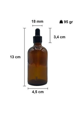 6 Adet 100 ml Amber Cam Damlalık Serum Şişesi 100 Cc Siyah Kapaklı Kahverengi Dropper Cam Şişe