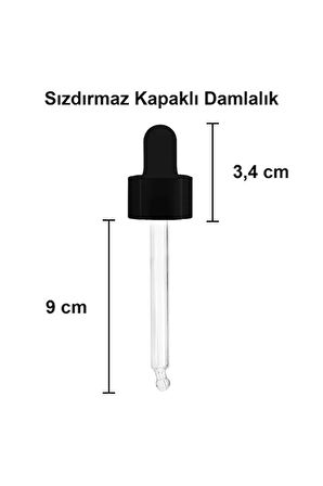 6 Adet 100 ml Amber Cam Damlalık Serum Şişesi 100 Cc Siyah Kapaklı Kahverengi Dropper Cam Şişe
