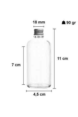 12 Adet Şeffaf Cam Shot Şişesi Sızdırmaz Gümüş Metal Kapaklı Kolonya Koku Süs Çok Amaçlı Şişe 100ml