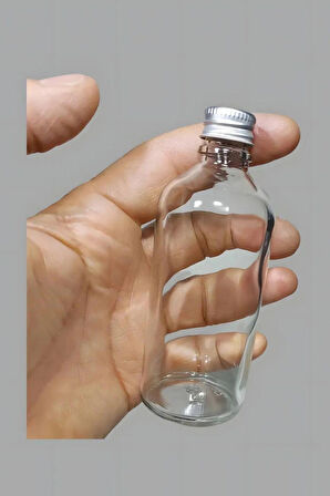 12 Adet Şeffaf Cam Shot Şişesi Sızdırmaz Gümüş Metal Kapaklı Kolonya Koku Süs Çok Amaçlı Şişe 100ml