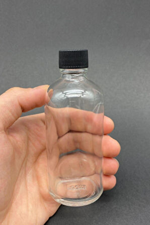 12 Adet Cam Shot Şişesi Sızdırmaz Siyah Plastik Kapaklı Kolonya Koku Süs Çok Amaçlı Şişe 100ml