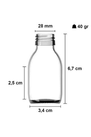12 Adet 30 ml Kilitli Siyah Kapaklı Şeffaf Detox Shot Şişesi 30 Cc Ginger Şat Beyaz Cam Şişe 