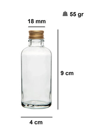 12 Adet Şeffaf Cam Shot Şişesi Sızdırmaz Gold Metal Kapaklı Hediyelik Koku Süs Çok Amaçlı Şişe 50ml