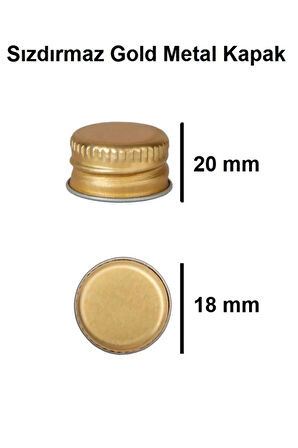 12 Adet Şeffaf Cam Shot Şişesi Sızdırmaz Gold Metal Kapaklı Hediyelik Koku Süs Çok Amaçlı Şişe 50ml