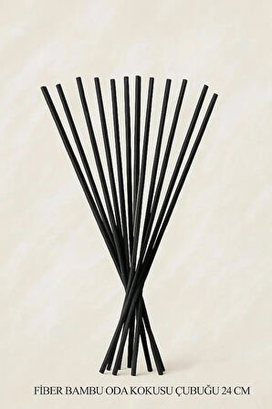 30 Adet Siyah Oda Kokusu Çubuğu Fiber Yumuşak Doğal Bambu Oda Kokusu Yedek Çubuk 24 cm 