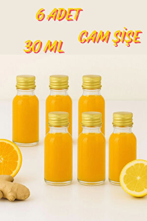 6 Adet Şeffaf Cam Shot Şişesi Sızdırmaz Gold Metal Kapaklı Kolonya Koku Süs Çok Amaçlı Şişe 30ml