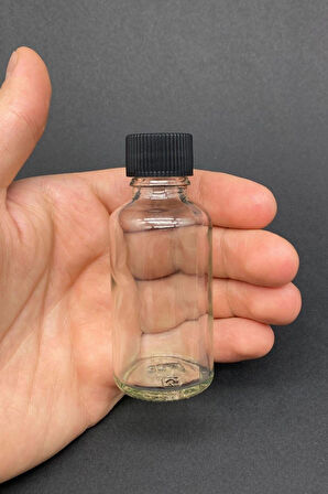 6 Adet Şeffaf Cam Shot Şişesi Sızdırmaz Siyah Plastik Kapaklı Kolonya Koku Süs Çok Amaçlı Şişe 30ml
