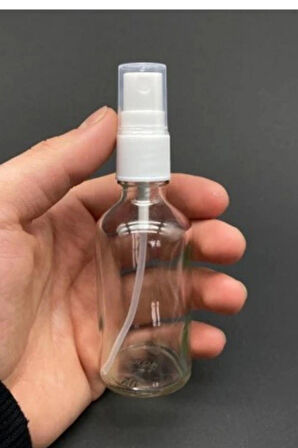 4 Adet Şeffaf Kapaklı Beyaz Sprey Fısfıs Kolonya Dezenfektan Çok Amaçlı Cep Çanta Cam Şişe 50ml