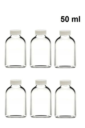 6 Adet Cam 50 ml Mini Shot Ginger Detox Şişe Plastik Sızdırmaz Kapaklı Kolonya Koku Süs Küçük Şişe