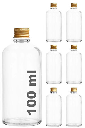 6 Adet Şeffaf Cam Shot Şişesi Sızdırmaz Gold Metal Kapaklı Kolonya Koku Süs Çok Amaçlı Şişe 100ml