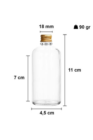 6 Adet Şeffaf Cam Shot Şişesi Sızdırmaz Gold Metal Kapaklı Kolonya Koku Süs Çok Amaçlı Şişe 100ml