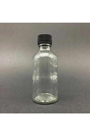 6 Adet Şeffaf Cam Shot Şişesi Siyah Plastik Kapaklı Hediyelik Koku Süs Çok Amaçlı Şişe 50ml