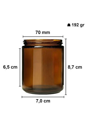 3 Adet 210 ml Cam Kavanoz Amber Mumluk 210 Cc Metal Siyah Kapaklı Mum Kavanozu Kahverengi