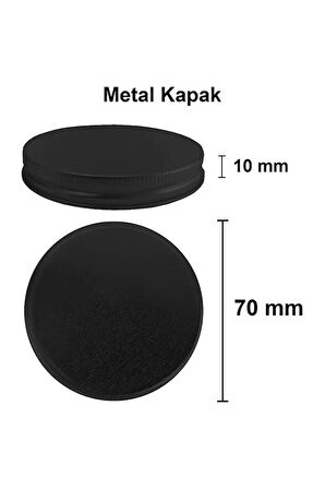 3 Adet 210 ml Cam Kavanoz Amber Mumluk 210 Cc Metal Siyah Kapaklı Mum Kavanozu Kahverengi