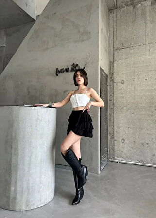 TUA MODA Mykonos Basic Etek - Siyah