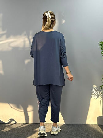 TUA MODA Kadın Iki Iplik Viskon Pamuk Kumaş Arma Detaylı Ikili Takım