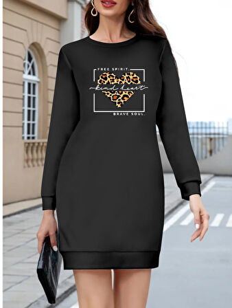 TUA MODA Kadın Uzun Kollu Bisiklet Yaka Desenli Viskon Iki Iplik Bluz