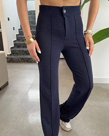 TUA MODA Kadın Yüksek Bel Full Likralı Krep Kumaş Pantolon