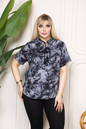 TUA MODA Bebe Yaka Püskül Detaylı Bluz- Desenli
