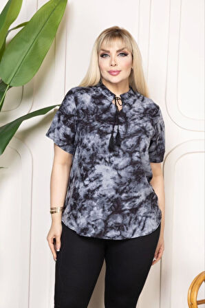 TUA MODA Bebe Yaka Püskül Detaylı Bluz- Desenli