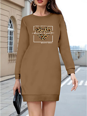 TUA MODA Kadın Uzun Kollu Bisiklet Yaka Desenli Viskon Iki Iplik Bluz