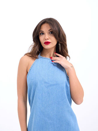 TUA MODA 6771 KOT ELBİSE-MAVİ