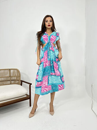 TUA MODA 6592 ELBİSE-MAVİ