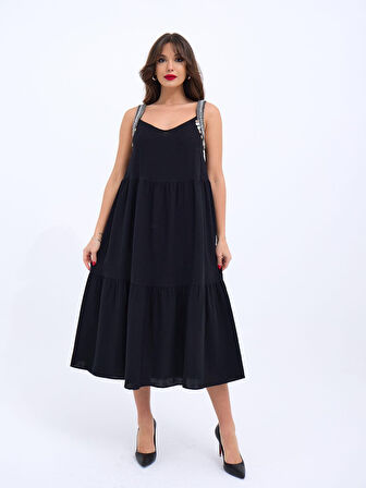 TUA MODA 6907 ELBİSE-SİYAH