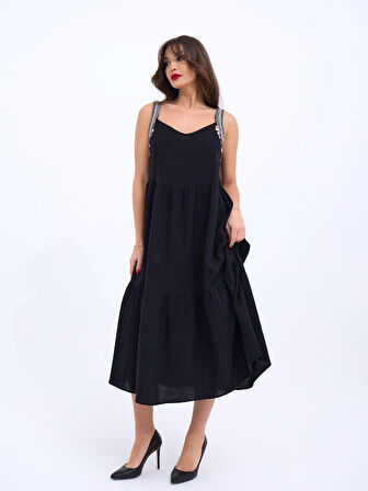 TUA MODA 6907 ELBİSE-SİYAH