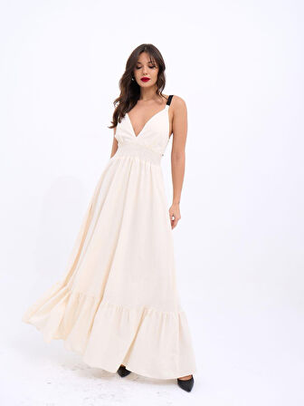 TUA MODA 6976 ELBİSE-BEJ