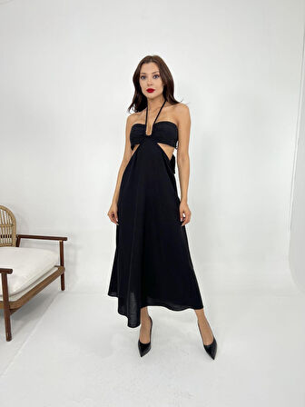 TUA MODA 7024 ELBİSE-SİYAH