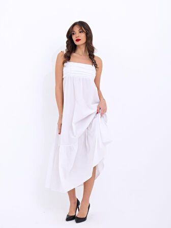 TUA MODA 7022 ELBİSE-BEYAZ