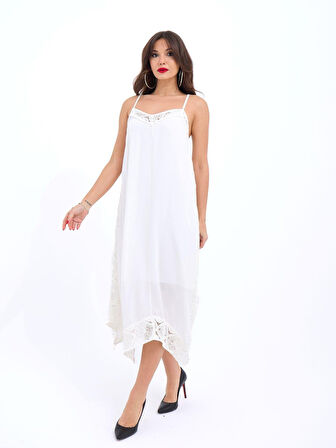 TUA MODA 7108 ELBİSE-EKRU