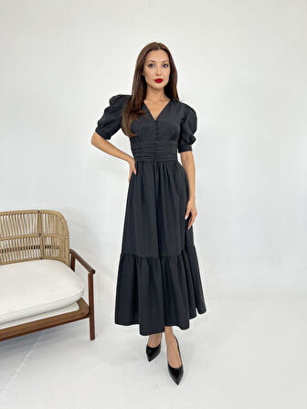 TUA MODA 6411 ELBİSE-SİYAH