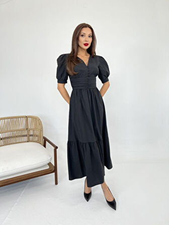 TUA MODA 6411 ELBİSE-SİYAH