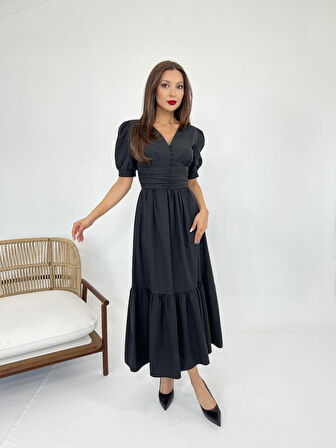 TUA MODA 6411 ELBİSE-SİYAH