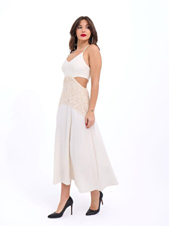 TUA MODA 6229 ELBİSE-BEJ