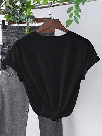TUA MODA Baskılı T-shirt - Siyah