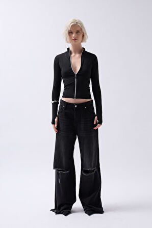 TUA MODA Fermuar Detaylı Bluz