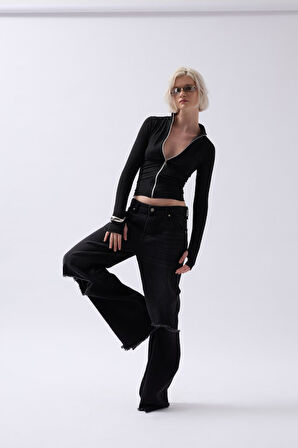 TUA MODA Fermuar Detaylı Bluz