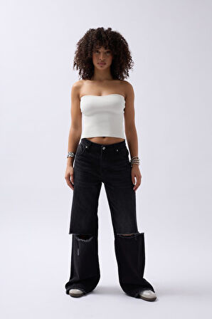 TUA MODA Straplez Dokulu Crop