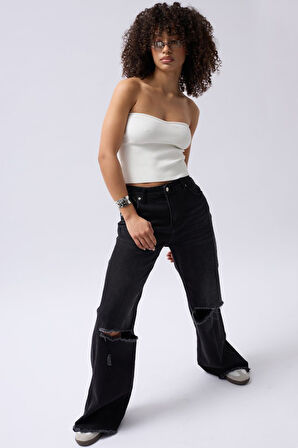 TUA MODA Straplez Dokulu Crop
