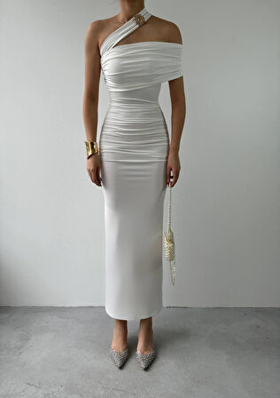 TUA MODA Reta Çapraz Omuz Elbise